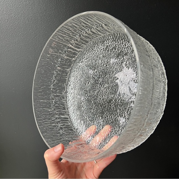 Large Iittala Aslak Glass Salad Bowl MCM Finland Tapio Wirkkala Design Vintage - Picture 5 of 10